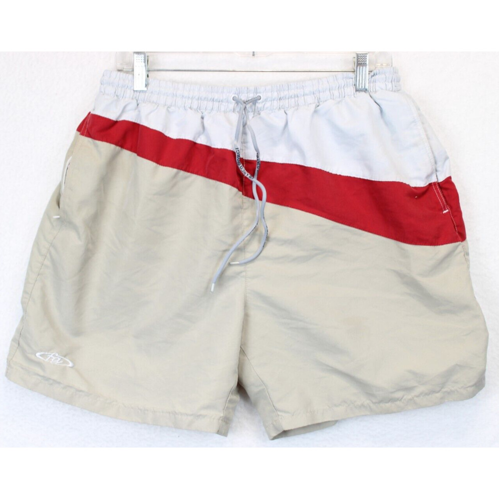 Franco Giorgi Nautic Line Swim Trunks Mens XXL Lined Beachwear Zip Pocket Beige